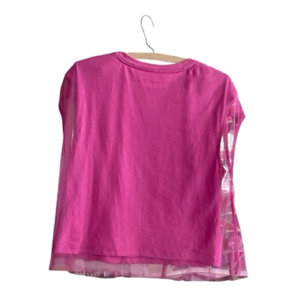 Pilcro Vibrant Pink Graphic Band Tulle Tee - Picture 3 of 5